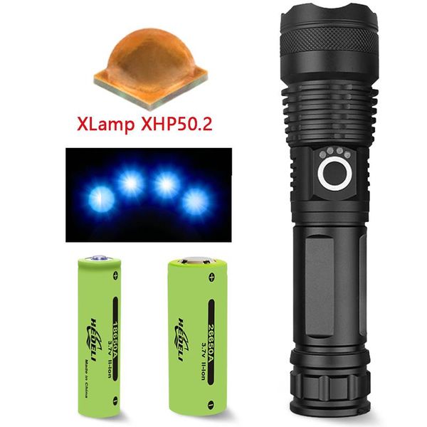 

flashlights torches 8000 lumens xlamp xhp50.2 most powerful led rechargeable torch usb xhp50 hand lamp 18650 or 26650 battery hunting