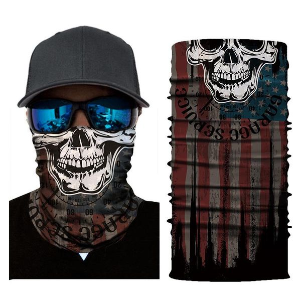 

outdoor magic scarf dustproof windproof riding cosplay scary multi-functional skull mask breathable half face camouflage mask zy20071901, Blue;black