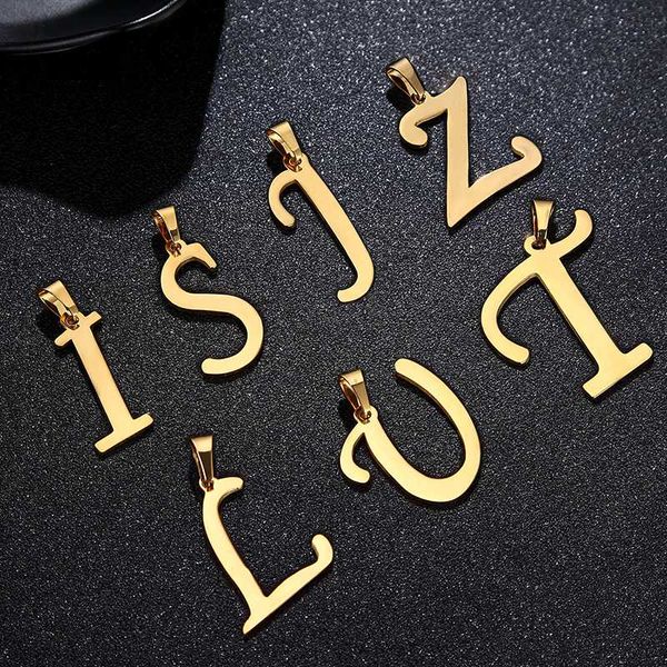 

fashion 26 stainless steel letter necklace lover's initial pendant gold necklaces women accessories girlfriend jewelry gift, Silver