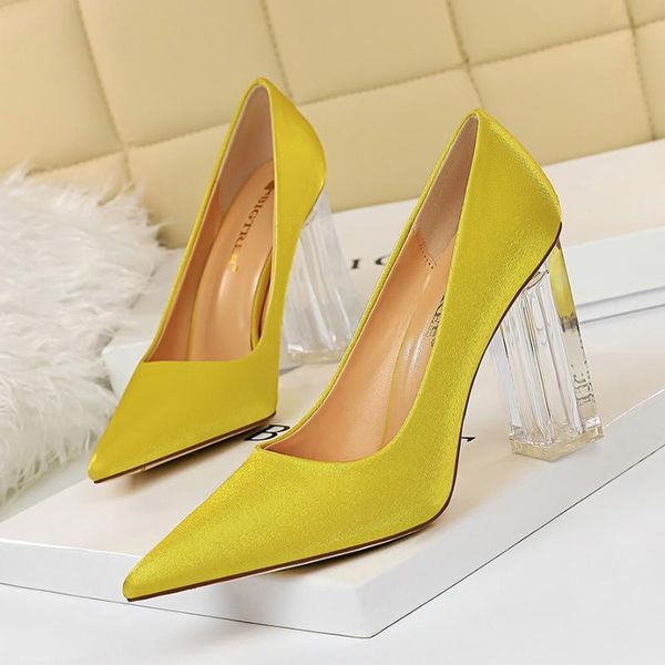 

wedding shoes bride clear heels crystal pumps christmas day evening party luxury satin silk 9.5cm square heel plus size 9, Black
