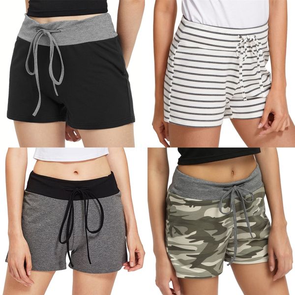 

women floral running shorts rose flower printed loose beach shorts drawstring women shorts beach pants girl summer yoga pants clothin#8731, White;black