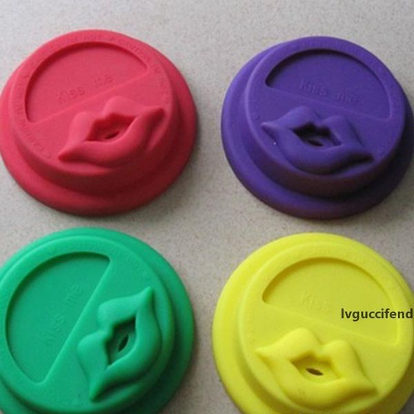 

silicone straw cup cover lip cola drink cup lid leakproof anti-mite silicone straw anti-overflow solid color beverage coffee cap 57