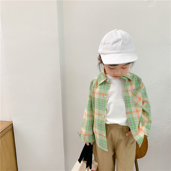 

девушки плед корейской версии 2020 новый модный топ одежда детская с длинными рукавами младенца девушки рубашки верхней детской одежды рубаш, White;black