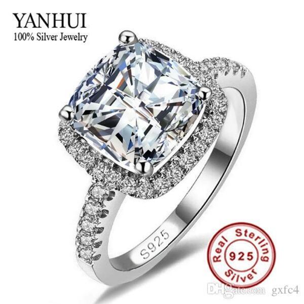 

new big promotion 3ct real 925 silver ring element imitated zirconia rings for women wholesale wedding engagement jewelry, Golden;silver