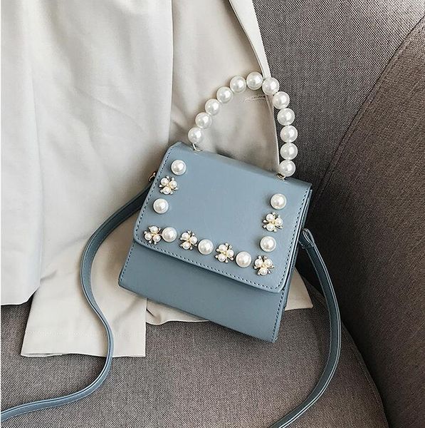 

factory wholesale women handbag foreign pearl decorative women shoulder bag sweet little fresh pearl handbag trend leather messenger bag, Black;red