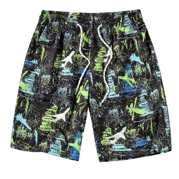 

fashion printed beach pants men summer breathable quick-drying swimming trunks elasticated wide band loose men's shorts #yl10, White;black