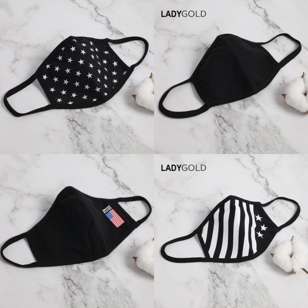 

summer tin section men women i silk cotton clot pm2.5 mask anti air dust and smoke wit elastic earloop wasable fack masks#304, Black