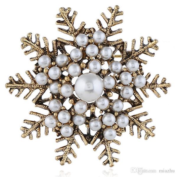 

женщины снежинка брошь рождественский подарок белый цвет жемчуга высокого качества европейского pins vintage имитация pearl цветок свадебный, Gray