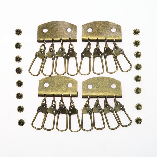 

key chain hook медь серебро зеркало 4 зубы поделки ручной работы кожа ключевые сумка, Black