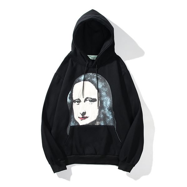

autumn and winter 2020 new mens cap jacket hoodies monra lisa print back letter logo women leisure pullover sweatshirts, Black