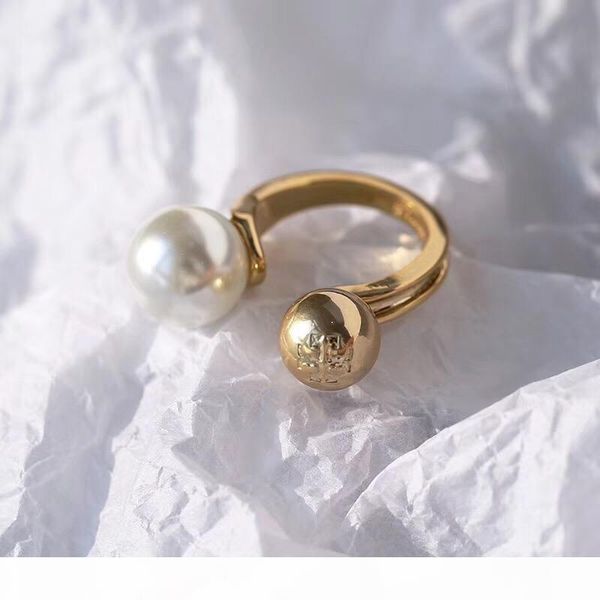

brass material opening ring mid finger knuckle rings with pearl beads spring combination rings geometry style jewelry drop shipping ps65, Silver