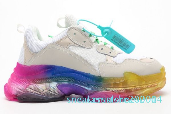 

2020 fashion clear sole bottom paris 17fw triple s mens designer sneakers vintage dad platform women luxury casual shoes trainers c14, Black