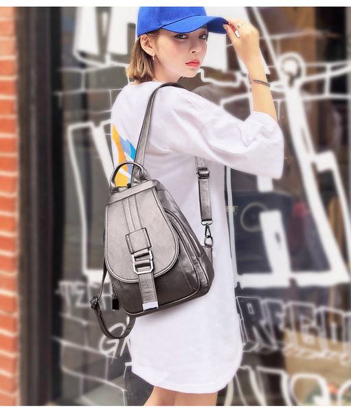 

2020 women leather backpacks vintage female shoulder bag travel ladies bagpack school bags for girls