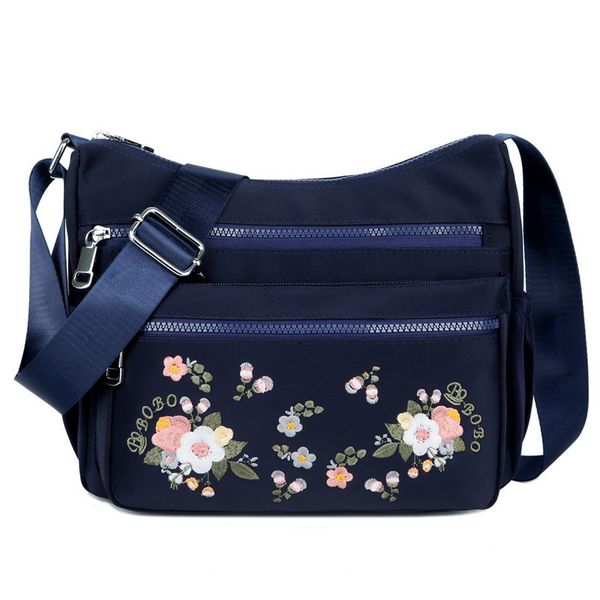 

small nylon shoulder bag flower embroidery women messenger bag crossbody bags female fashion lady designer handbag