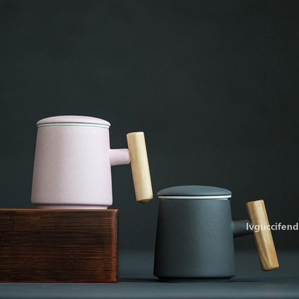 

380ml high-grade customized ceramic tea mug cappuccino moka coffee cup teacup with strainer filter gift 8*10cm t200506