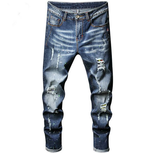 

Men's jeans 2020 popular European and American autumn and winter men's fashionable embroidered jeans