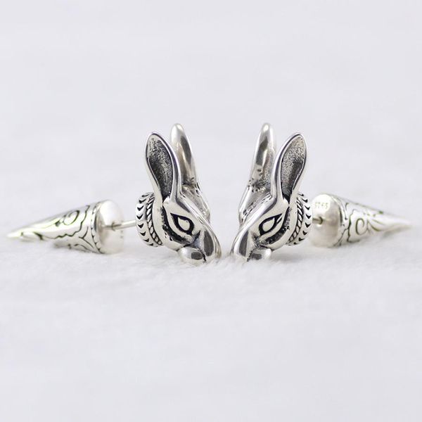 

sterling silver rabbit earring women ins party jewelry anger forest series, Golden