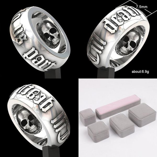 

fashion originality wind punk yin black rings for men silver sterling tungsten mens rings black ring to death with box