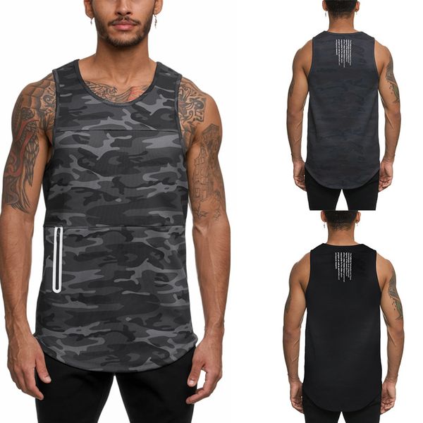 

running jerseys breathable quick-drying sports gym weighted vest men's fitness training clothing camiseta sin mangas deporte hombre, Black;blue