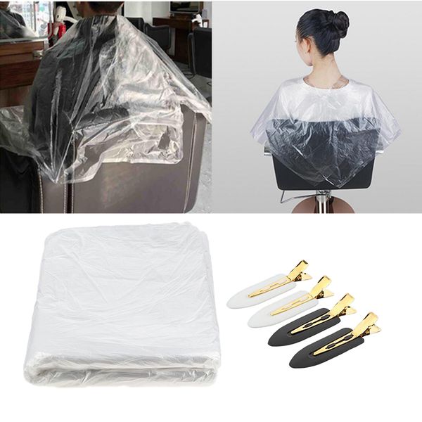 

100 disposable hair cutting cape gown stylist barber capes gowns w/hair clip