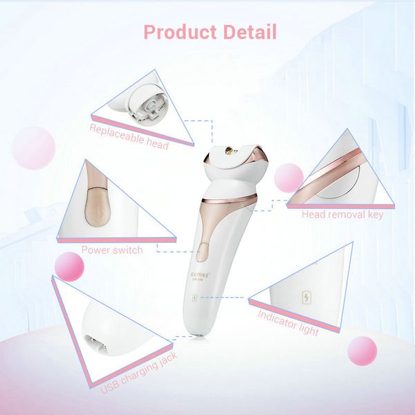 

2016 kemei 296 electric epilator hair removal trimmer 4 in1 depilator rechargeable women ladys shaver female shaver foot skin care massage x