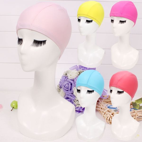 

cloth swimming cap solid color plain color black comfortable spring men's and women's nylon swimming cap