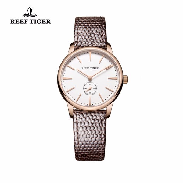 

reef tiger/rt rose gold ultra thin quartz watches for men rose gold watches with stingray leather strap watch rga820