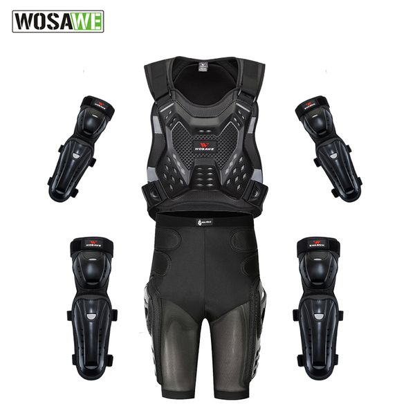 

wosawe motocross armor short off road racing motorcycle protective gear clothing jacket+kneepads+elbowpads+shorts