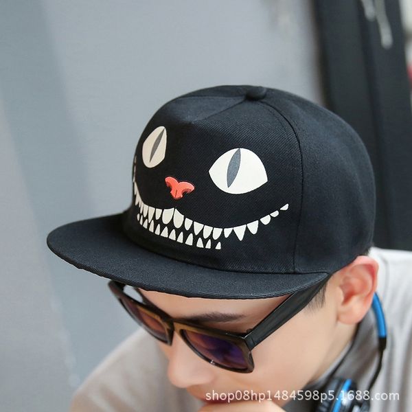 

8ueav luminous men' hip-hop flat cap baseball cap and women' fluorescent summer korean cat face hip-hop street dance flat hat ba, Blue;gray