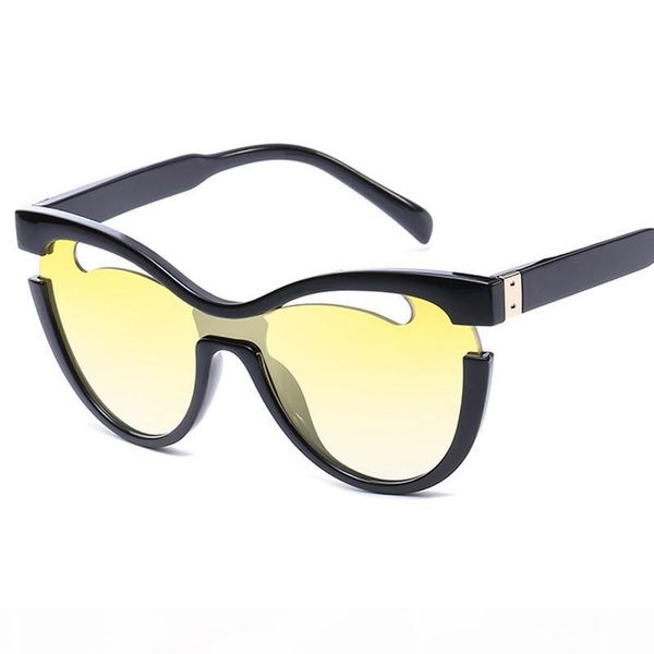 

brand designer women siamese cat eye sunglasses women cat eye sunglasses retro men hollow out gradient lens uv400 l110, White;black
