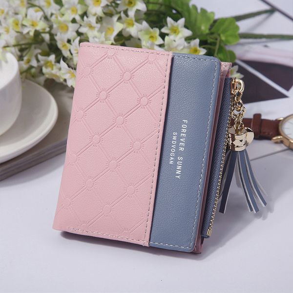 

2020 new fashion women wallets for woman wallet color tassel heart hasp zipper purse female card holder short ladies coin purse, Red;black