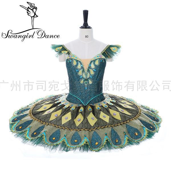 

la esmeralda professional ballet tutu girls green gold yagp competition tutu costumes dress pancake tutu plain bt2066, Black;red
