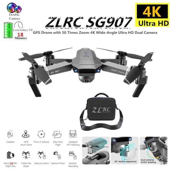 

sg907 rc gps mini drone 4k quadcopter with 5g wifi 90 degree electric adjustment camera follow me quadrocopter vs s167 e520s