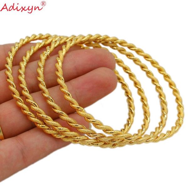 

adixyn 4pcs/lot twisted bangle gold color dubai bangle african bracelet arab middle east bridal wedding jewelry n071017, Black