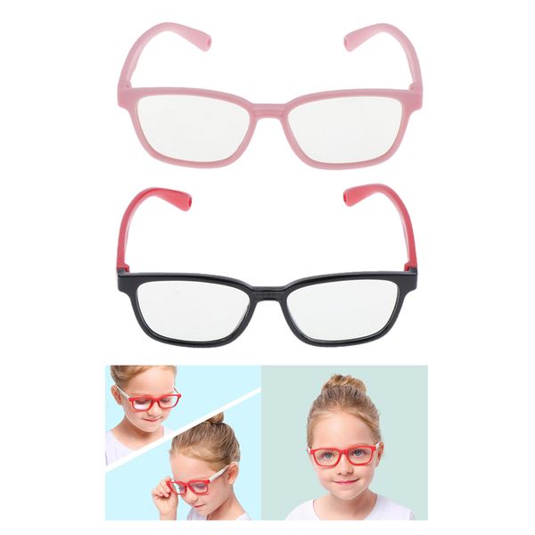 

2 pieces kids's stylish anti blue light soft silicone frame eyewear
