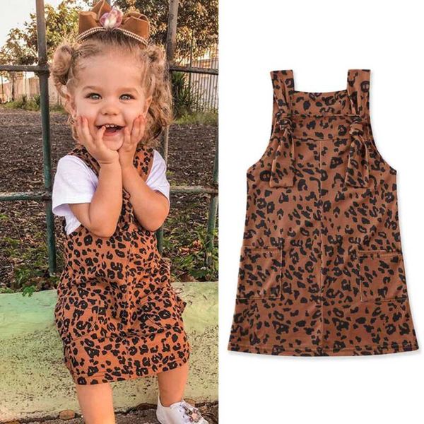 

melario kids baby girls dress clothes leopard print sleeveless suspender bib straight overalls dress outfits girl kids, Red;yellow
