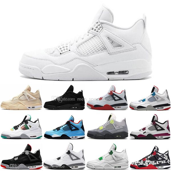 

2020 sail 4 4s black cat white cement what the fire red mens basketball shoes cactus jack tattoo thunder men women sports sneakers