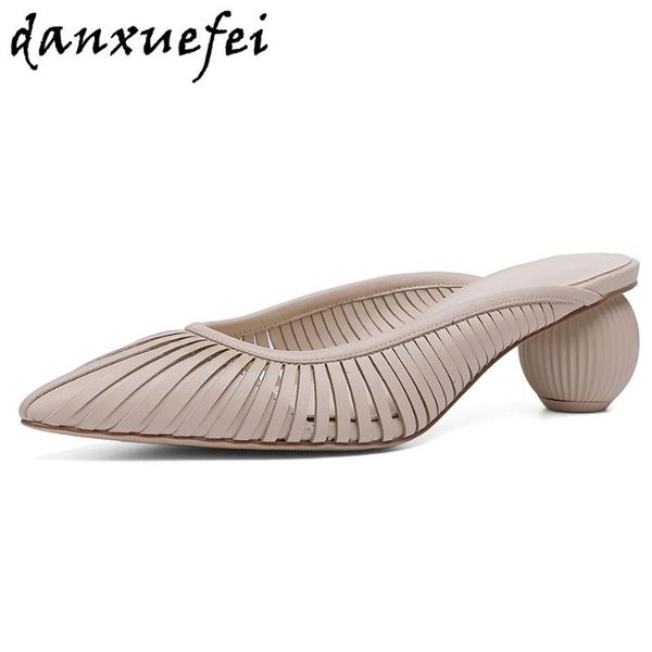 

натуральная кожа узкая полоса дышащий летом низкий каблук удобные горок женщин заостренный носок шаровые пятки мулов платье сандалии ботинок, Black