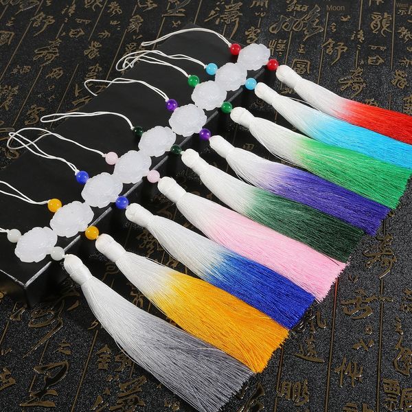 

ancient lotus gradient diy tassel tassel hanfu chinese style accessories fan flute waist pendant diy mobile phone pendant, Silver