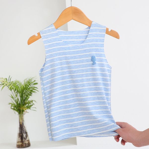 

lumso children's boys and girls shirtvest shirtseamless modal sleeveless base shirt thin striped casual children's boys and girls, Blue