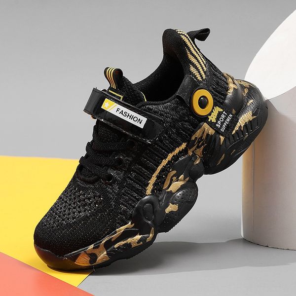 

clwzw season 2020 new net men's single shoes casual children's comfortable mesh cloth mesh cloth boys students medium and large ch, Black