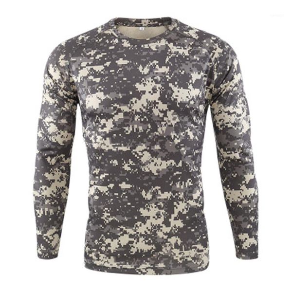 

camo casual sport tactical o neck clothing designer men camouflage long sleeve outdoor fast dry camo tshirt hunting shirt, White;black