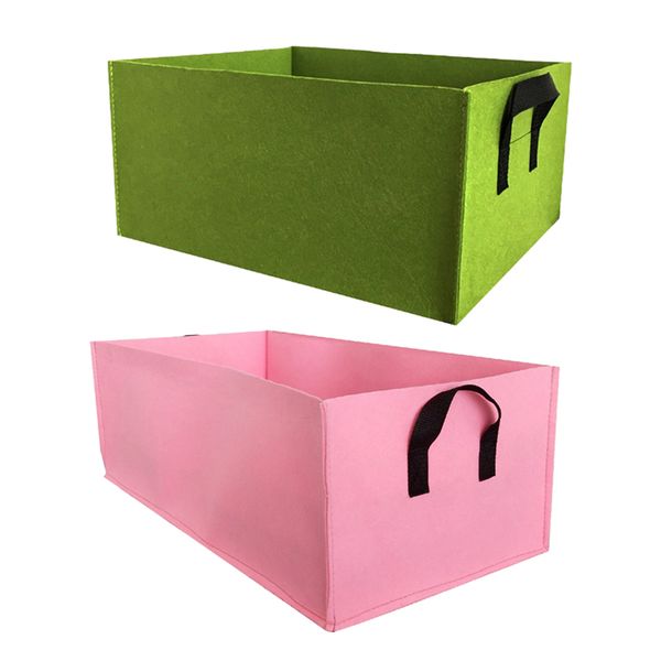 

2x heavy duty fabric garden growing bags breathable rectangle flowers plant pot