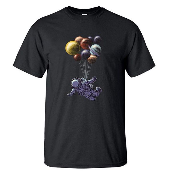 

t space tshirt men tshirts travel shirt sleeve planet science summer short astronaut balloon planet balloon t-shirt shirts pmnlc
