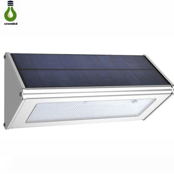 

motion sensor security outdoor solar light 48 led 1000lm weatherproof solar powered wall light wireless 4 modes, aluminum shell