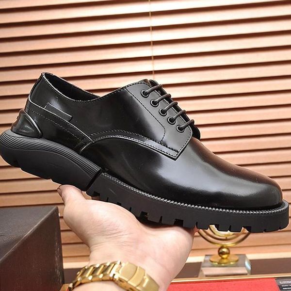

derby shoes autumn winter comfortable business dress shoes mens split leather pointed formal men derby shoes lace -up office oxfords, Black