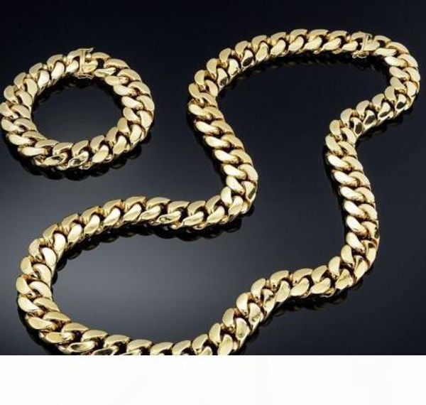 

14k позолоченный майами кубинский тяжелое link hip hop цепь и браслет для мужчин, Silver