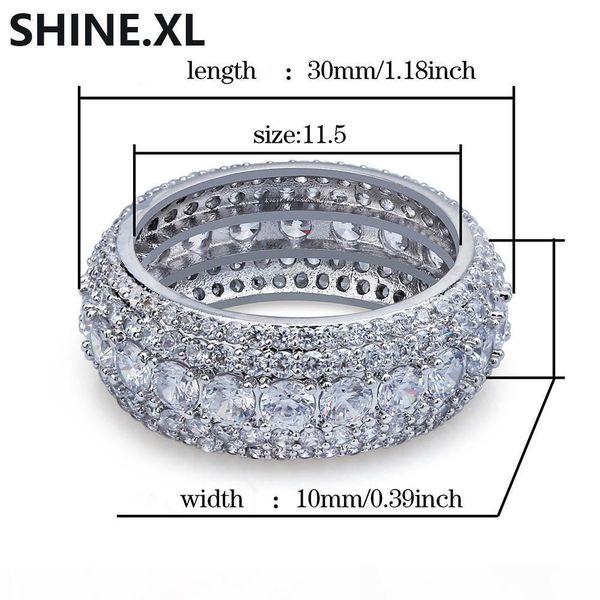 

hip hop cz ring full bling iced out wedding zircon hollow luxury engagement fashion jewelry gift, Silver