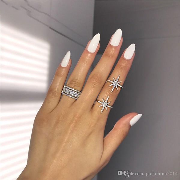 

choucong victoria wieck luxury jewelry 925 sterling silver star pave white sapphire cz diamond eternity women wedding bridal ring set gift, Slivery;golden