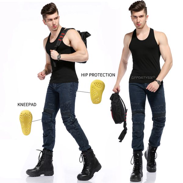 

classic motorcycle jeans drop resistance slim denim cycling racing pants motocross off-road hockey pants with 4pcs protect pads